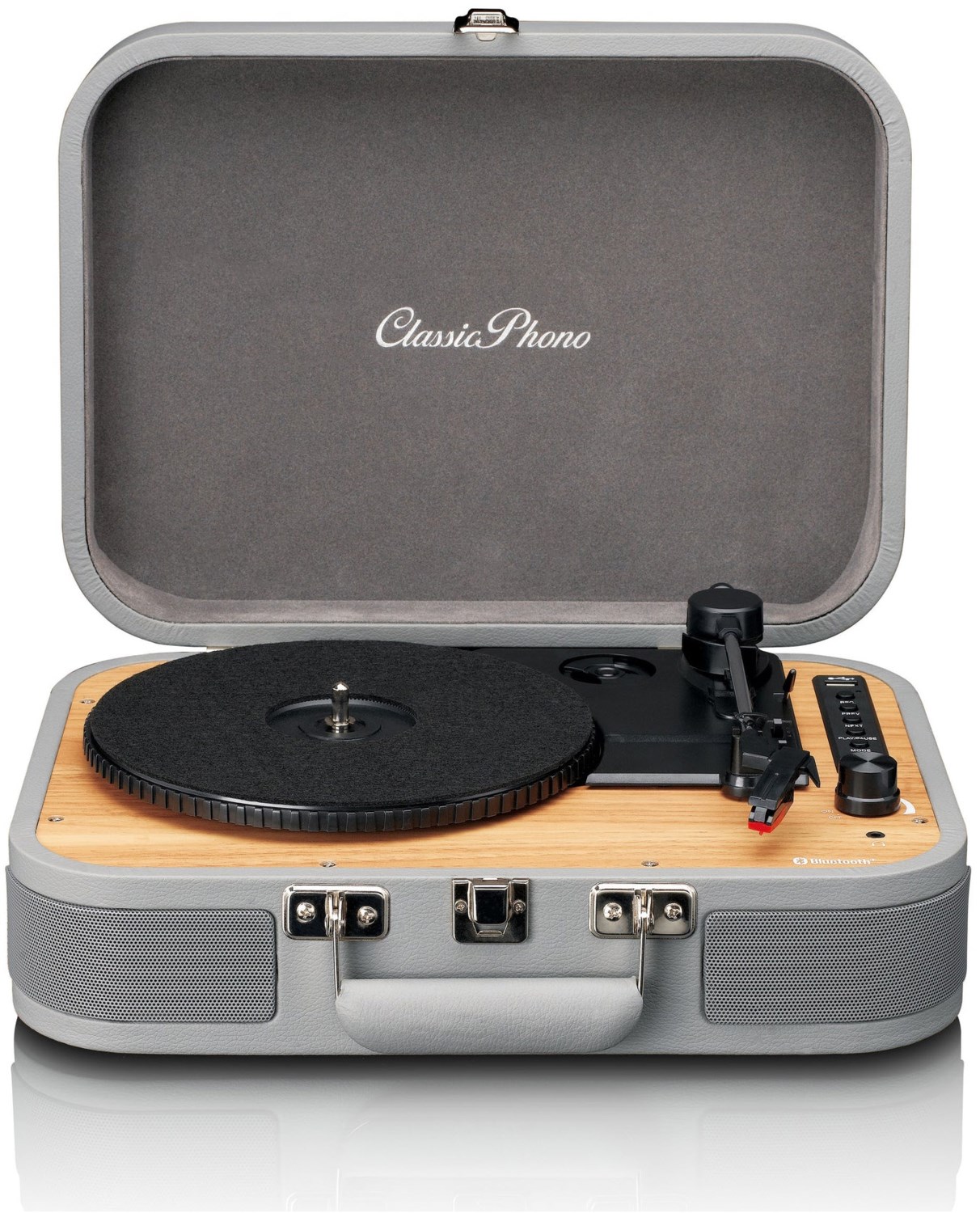 Classic Phono TT-116GY Plattenspieler mit Bluetooth & USB grau