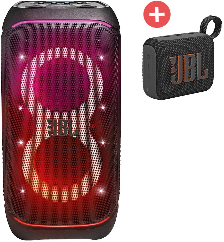 JBL Partybox Stage 320 Party-Lautsprecher + Dein Geschenk: JBL Go-4 Bluetooth-Lautsprecher